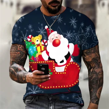 Veselé Vianoce pánske T-Shirt Snehuliak Tlač Krátky Rukáv Kolo Krku Pulóver Nadrozmerné Oblečenie pre Mužov Ulici Karneval v Pohode Top