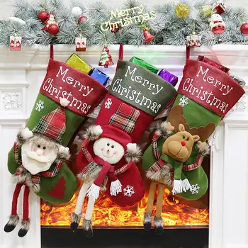 Vianočné Ponožky Opakovane netkanej Textílie Vianočný Strom Ornament Candy Bag Prívesok Vianočná Pančucha Vianočný Darček Taška