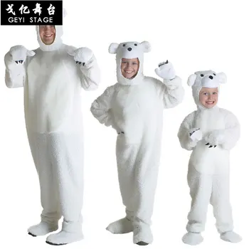 White Bear Pyžamo Dospelých, Deti Onesies Polar-Medveď Sleepwear Cosplay Jumpsuit Pyžamá Kigurumi, Karneval, Vianočné Kostýmy