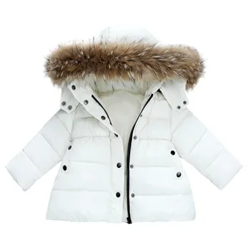 dieťa bavlna kabát kožušinovou kapucňou solídne klasické hrubé teplé dole kabát pre 1-8years deti deti chlapci dievčatá Zimná bunda, kabát