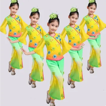 jazmín, kvet tanečné kostýmy pre dievčatá yangko ventilátor tanečná škôlka škola festival výkon oblečenie Detí Denné nosenie
