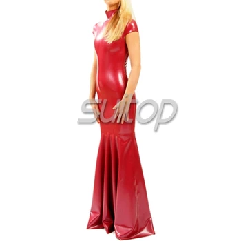 latex červené večerné šaty