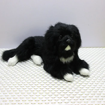 nové simulácie čierny pes hračka polyetylénu&kožušín leží pes sa modeli dar, o 30x17x13cm 1826