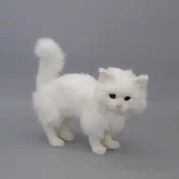 simulácia mačka pevný model polyetylénu&kožušín roztomilé biele stojí mačky domáce dekorácie dar o 23*9*20 CM b0320