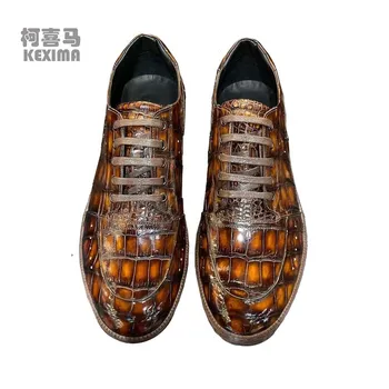 yingshang nový príchod mužov krokodílej kože topánky muž krokodíla obuv obuv pre voľný čas male bežné coclor kefa topánky