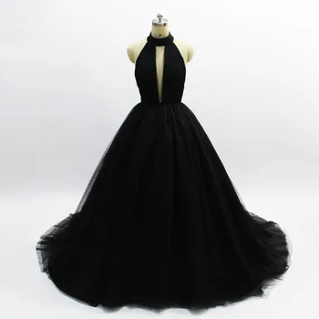 Čierna Princezná Večerné Šaty Dlhé, Sexy guľové Šaty High-end Prom Šaty Backless 2019 Nové Sweep Trénovať Hlboké V-neck Haute Couture