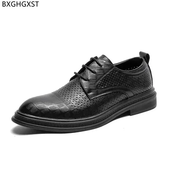 Čierne Šaty Topánky Mens Módne Oxford Letná Obuv Muži Formálne Office Topánky pre Človeka 2022 Chaussure Homme Zapatos De Hombre Sapato