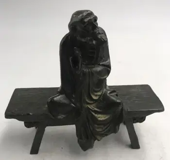 Čína mosadz sedieť na Lavičke Bódhidharma remesiel socha