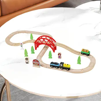 Železničná Trať hračka Drevené Vlakovej súpravy Príslušenstva pre Narodeninám Deti